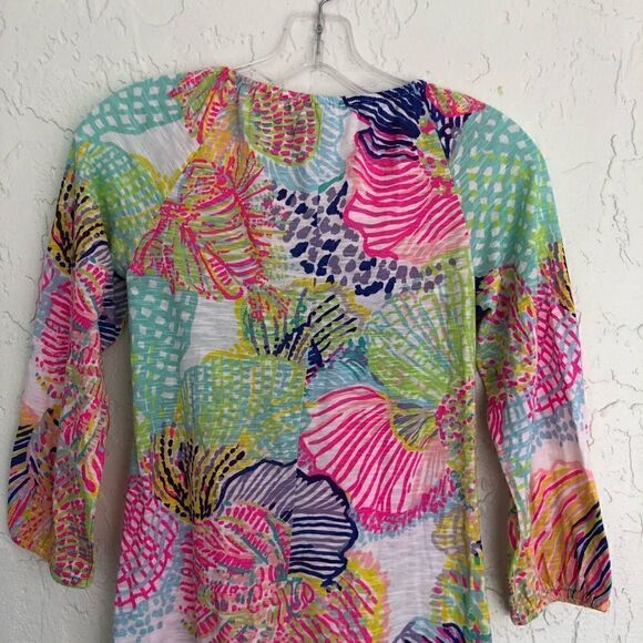 LILLY PULITZER‎ Alia Fringe Blouse in Roar of the Seas Size XXS - Picture 9 of 11